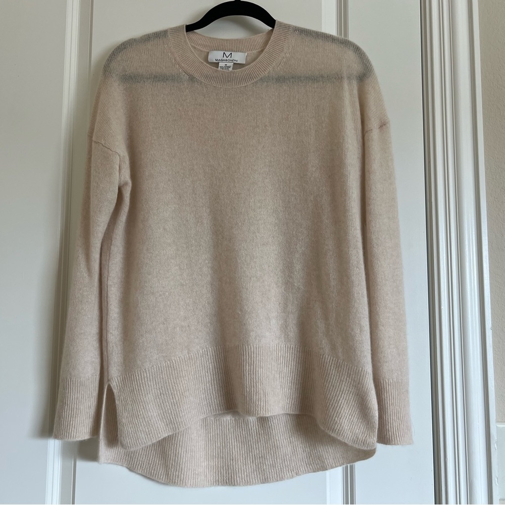 Beige / Cream Medium Magaschoni 100% Cashmere Crewneck Sweater